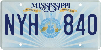 MS license plate NYH840
