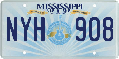 MS license plate NYH908