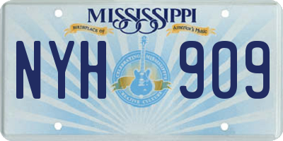 MS license plate NYH909
