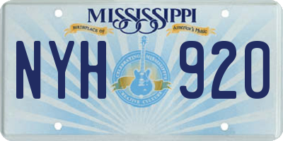 MS license plate NYH920