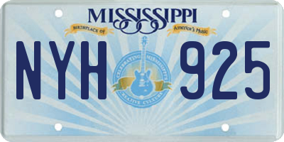 MS license plate NYH925