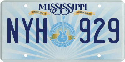 MS license plate NYH929