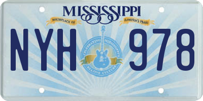 MS license plate NYH978