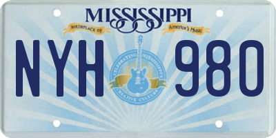 MS license plate NYH980