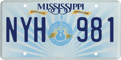 MS license plate NYH981