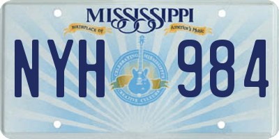 MS license plate NYH984