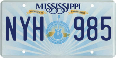 MS license plate NYH985
