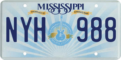 MS license plate NYH988
