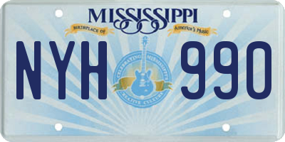 MS license plate NYH990