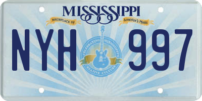 MS license plate NYH997