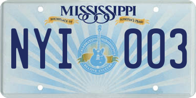 MS license plate NYI003