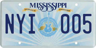 MS license plate NYI005