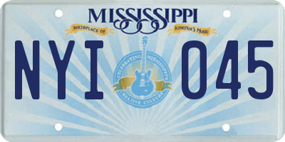MS license plate NYI045