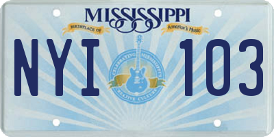 MS license plate NYI103