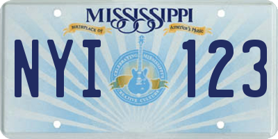 MS license plate NYI123