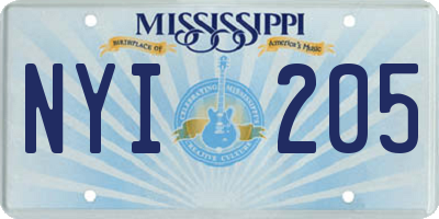 MS license plate NYI205