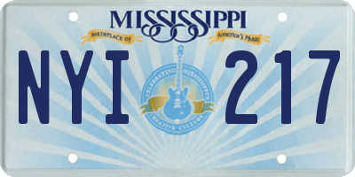 MS license plate NYI217
