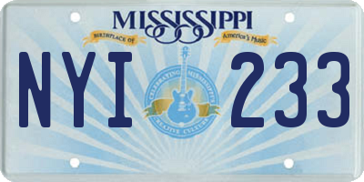 MS license plate NYI233