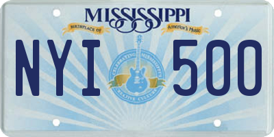 MS license plate NYI500