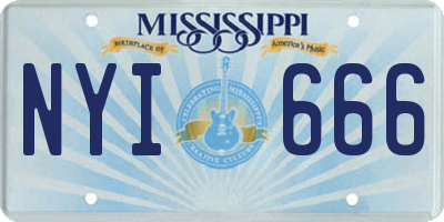 MS license plate NYI666