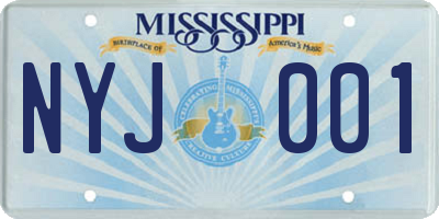 MS license plate NYJ001