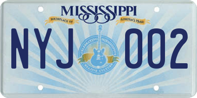 MS license plate NYJ002