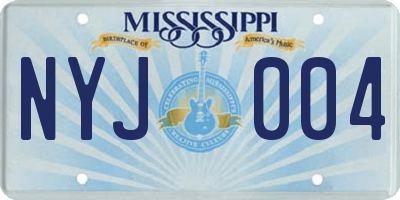 MS license plate NYJ004