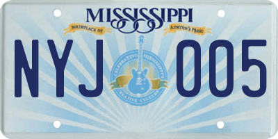 MS license plate NYJ005