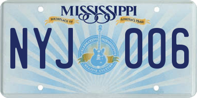 MS license plate NYJ006