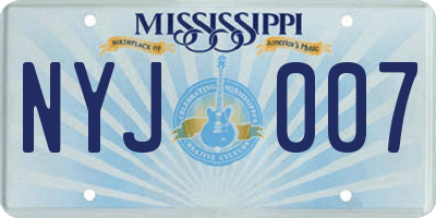 MS license plate NYJ007