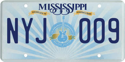 MS license plate NYJ009