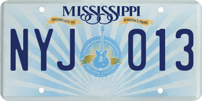 MS license plate NYJ013