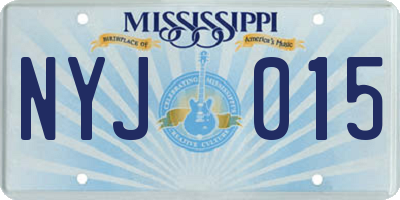 MS license plate NYJ015