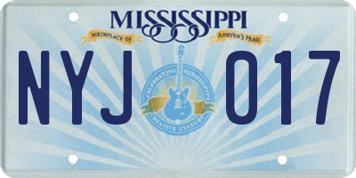 MS license plate NYJ017