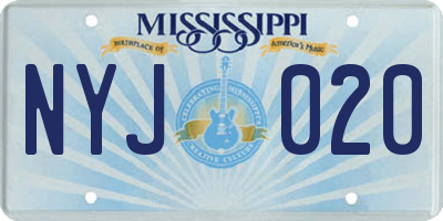 MS license plate NYJ020