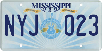 MS license plate NYJ023
