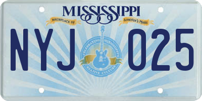 MS license plate NYJ025