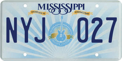 MS license plate NYJ027