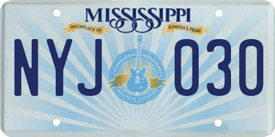 MS license plate NYJ030