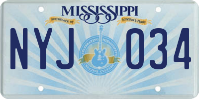 MS license plate NYJ034