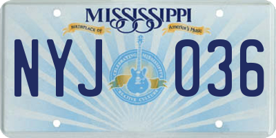 MS license plate NYJ036