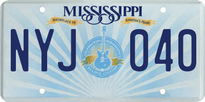 MS license plate NYJ040