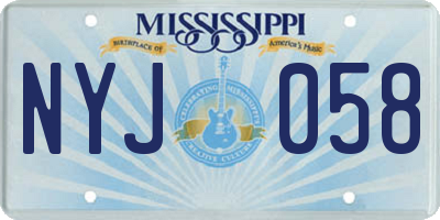 MS license plate NYJ058