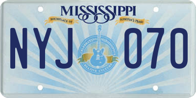 MS license plate NYJ070