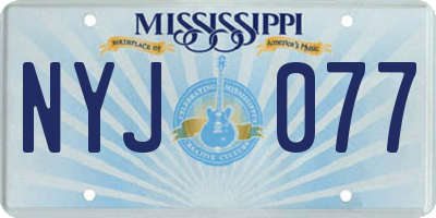 MS license plate NYJ077