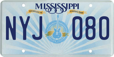 MS license plate NYJ080