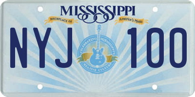 MS license plate NYJ100