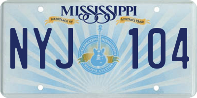 MS license plate NYJ104