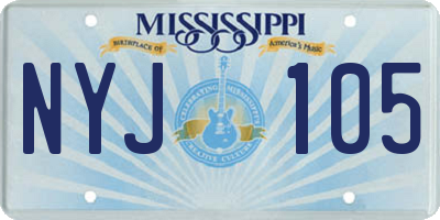 MS license plate NYJ105
