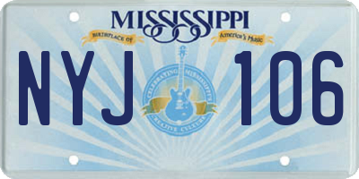 MS license plate NYJ106